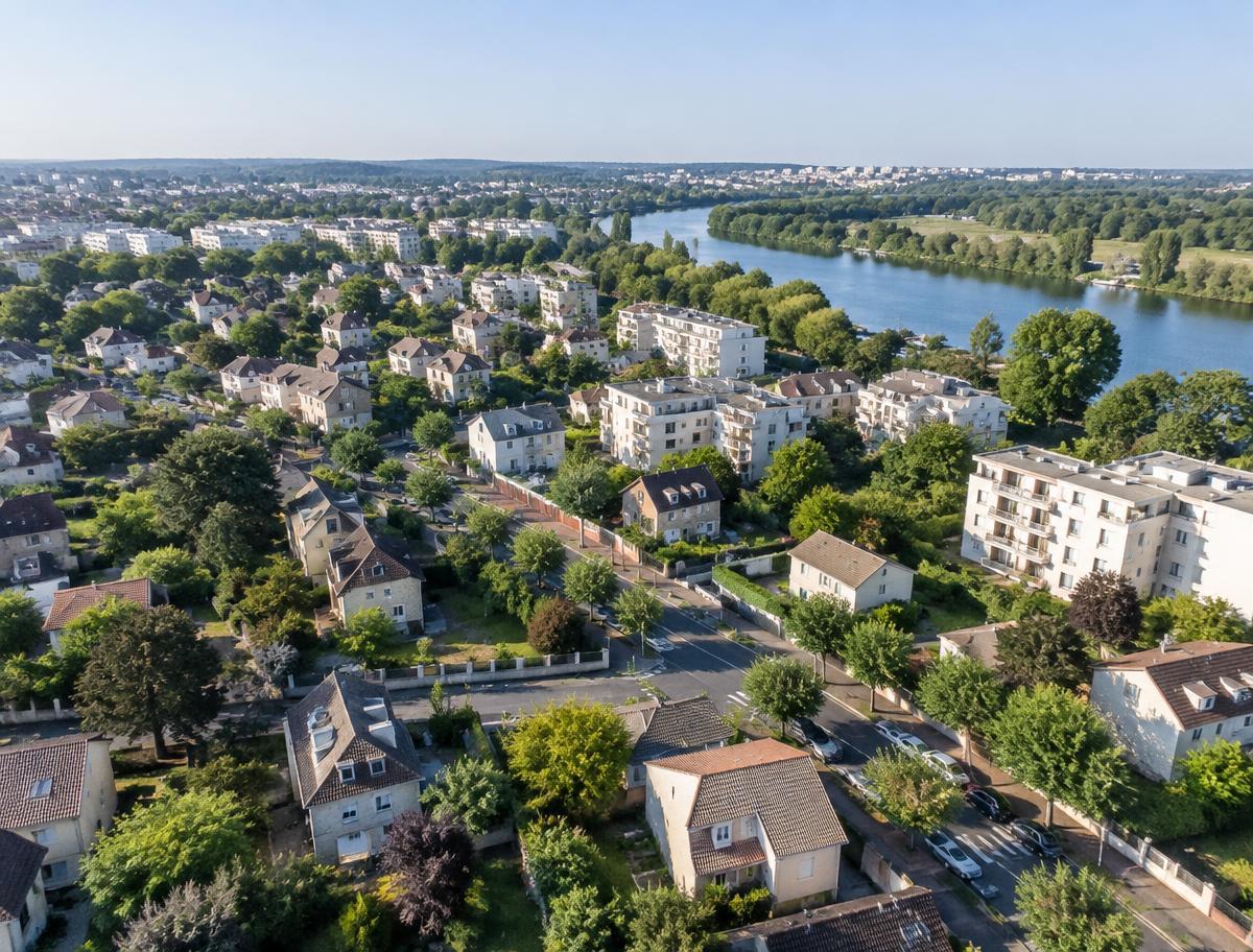 Vue aérienne d’un quartier de l’Essonne